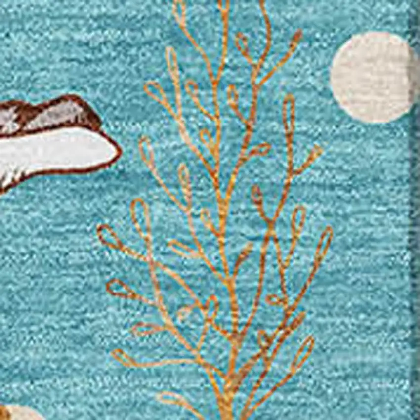 Aqua Ivory And Beige Geometric Washable Area Rug With UV Protection Photo 3