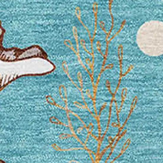 Aqua Ivory And Beige Geometric Washable Area Rug With UV Protection Photo 3