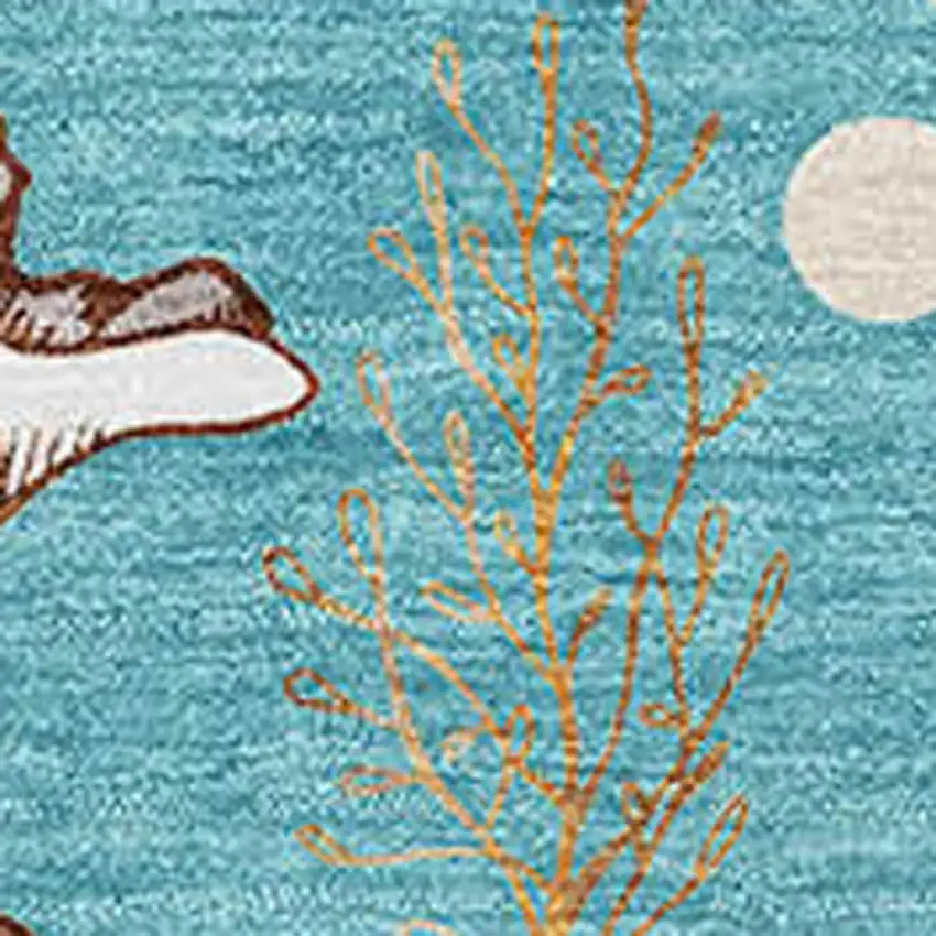 Aqua Ivory And Beige Geometric Washable Area Rug With UV Protection Photo 3