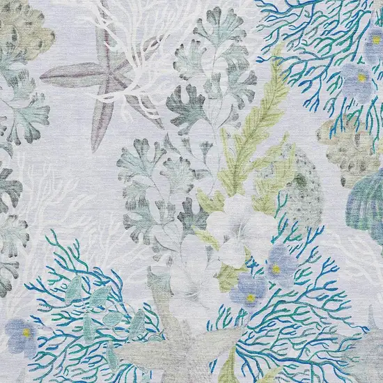 Aqua Ivory And Green Geometric Washable Area Rug With UV Protection Photo 5