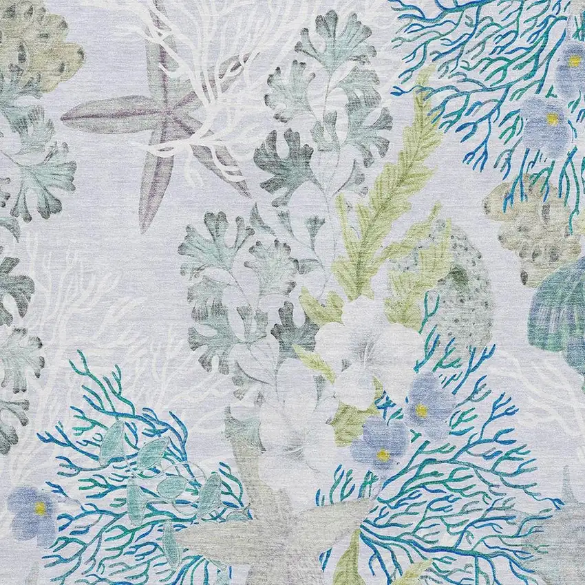 Aqua Ivory And Green Geometric Washable Area Rug With UV Protection Photo 5