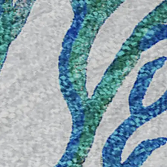 Aqua Ivory And Green Geometric Washable Area Rug With UV Protection Photo 4