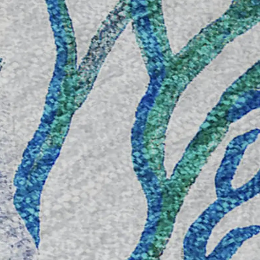 Aqua Ivory And Green Geometric Washable Area Rug With UV Protection Photo 5