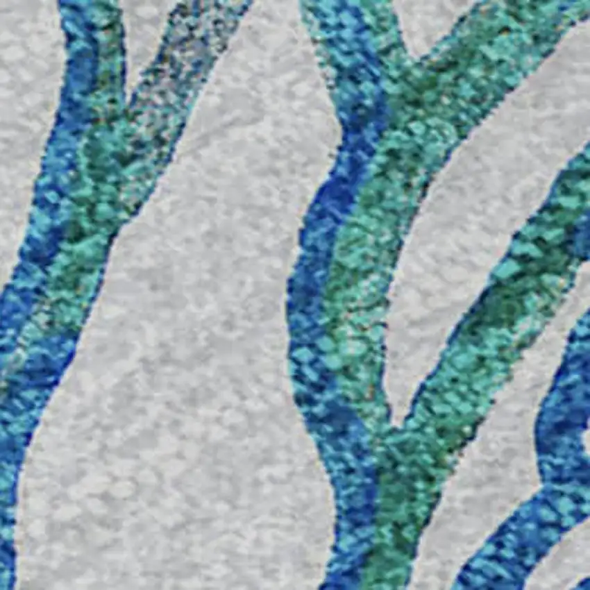 Aqua Ivory And Green Geometric Washable Area Rug With UV Protection Photo 7