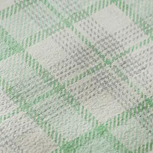 Photo of Aqua Ivory And Green Plaid Washable Area Rug With UV Protection