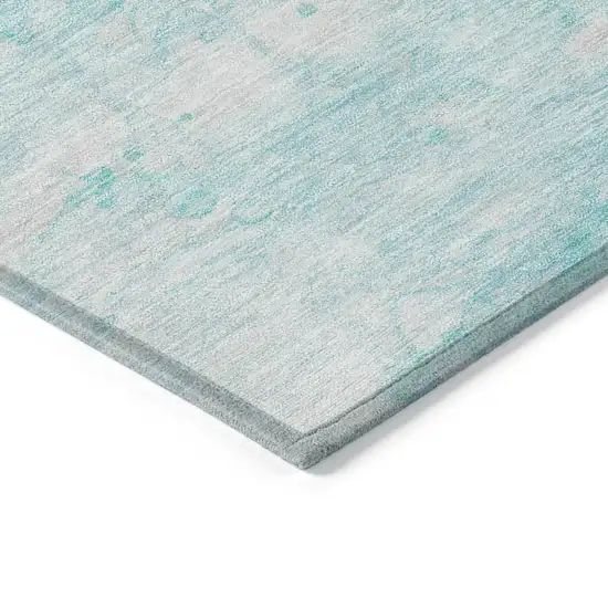 Aqua Ivory And Teal Blue Abstract Washable Indoor Outdoor Area Rug Photo 2