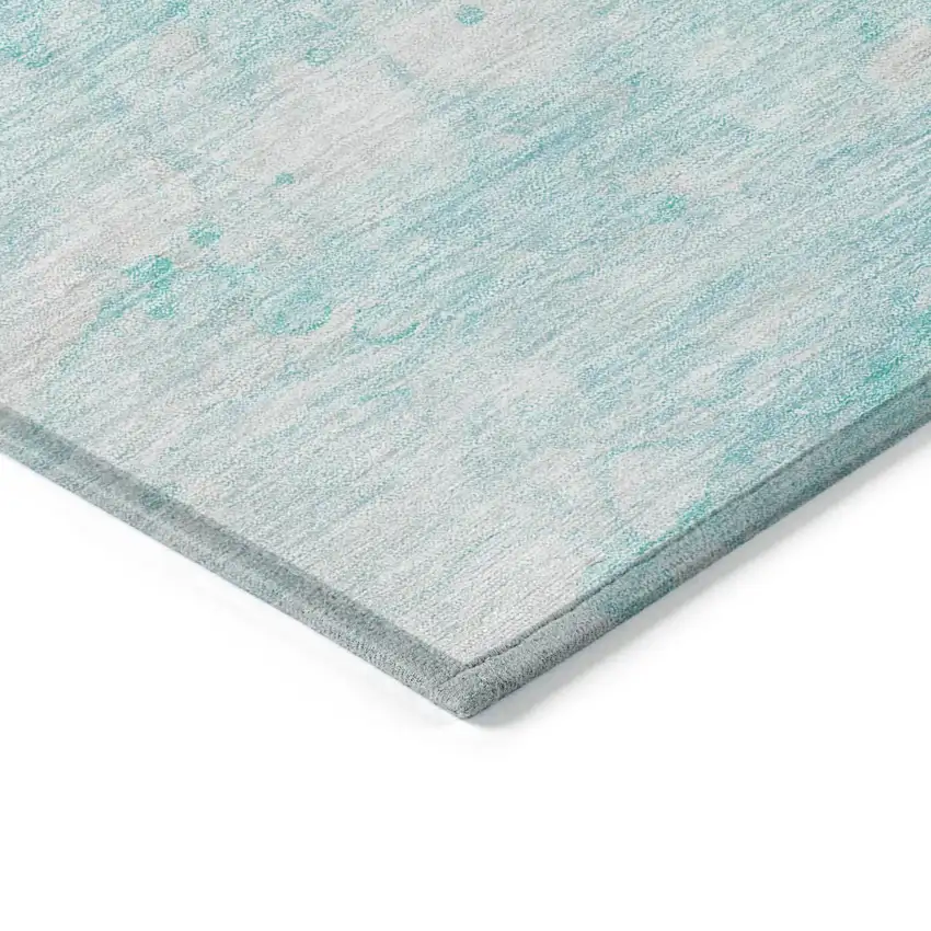 Aqua Ivory And Teal Blue Abstract Washable Indoor Outdoor Area Rug Photo 2