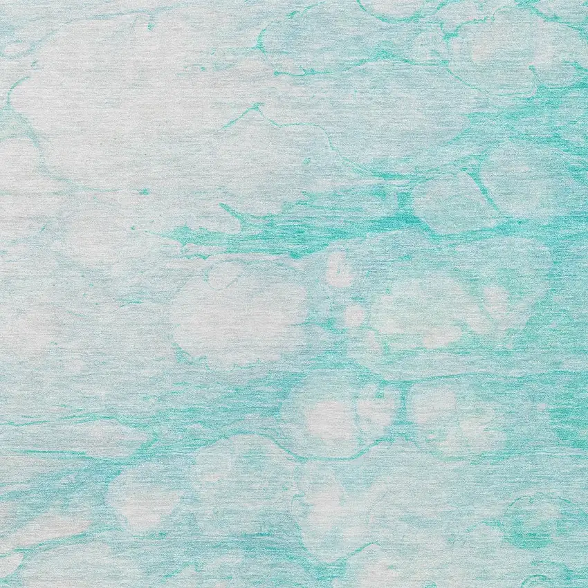 Aqua Ivory And Teal Blue Abstract Washable Indoor Outdoor Area Rug Photo 3