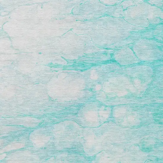 Aqua Ivory And Teal Blue Abstract Washable Indoor Outdoor Area Rug Photo 3