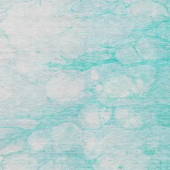 Aqua Ivory And Teal Blue Abstract Washable Indoor Outdoor Area Rug Photo 5