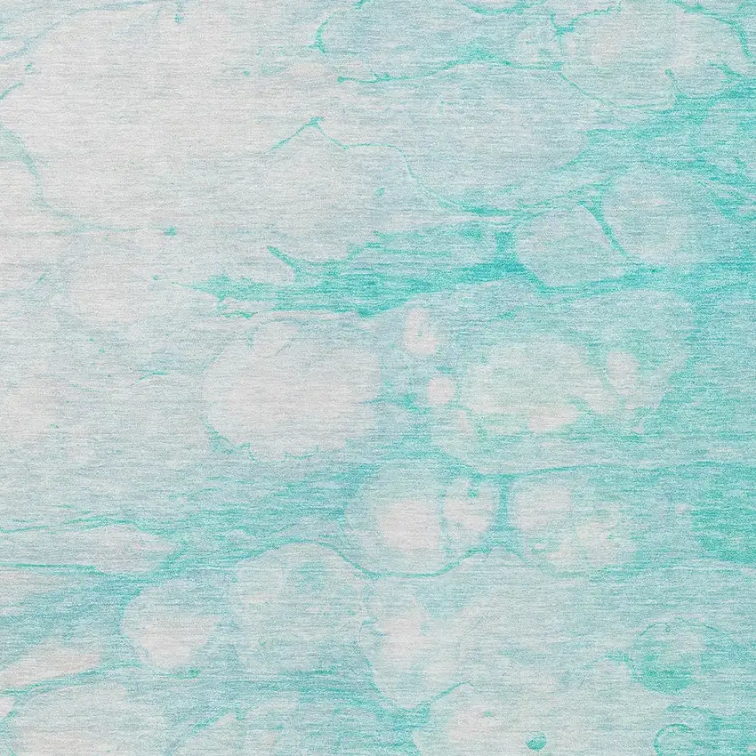 Aqua Ivory And Teal Blue Abstract Washable Indoor Outdoor Area Rug Photo 5