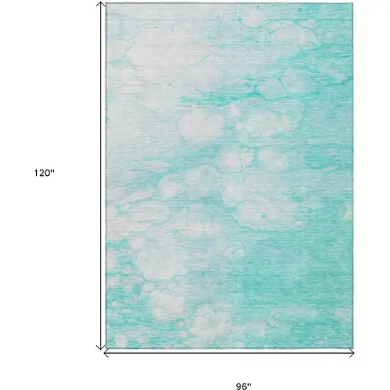 Aqua Ivory And Teal Blue Abstract Washable Indoor Outdoor Area Rug Photo 9