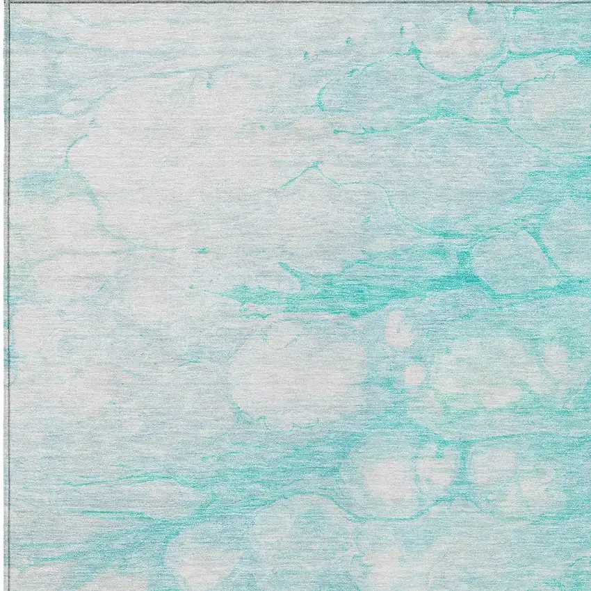 Aqua Ivory And Teal Blue Abstract Washable Indoor Outdoor Area Rug Photo 5