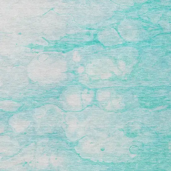 Aqua Ivory And Teal Blue Abstract Washable Indoor Outdoor Area Rug Photo 3