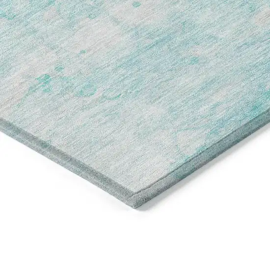 Aqua Ivory And Teal Blue Abstract Washable Indoor Outdoor Area Rug Photo 2