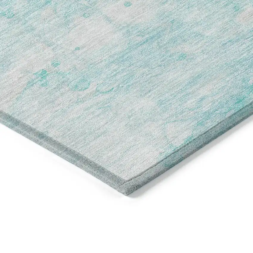 Aqua Ivory And Teal Blue Abstract Washable Indoor Outdoor Area Rug Photo 2