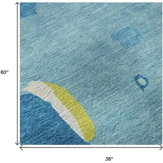 Aqua Lime Green And Pink Abstract Washable Area Rug With UV Protection Photo 8