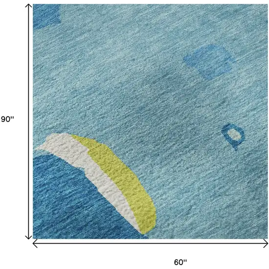 Aqua Lime Green And Pink Abstract Washable Area Rug With UV Protection Photo 9