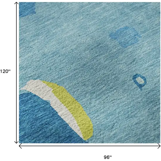 Aqua Lime Green And Pink Abstract Washable Area Rug With UV Protection Photo 9