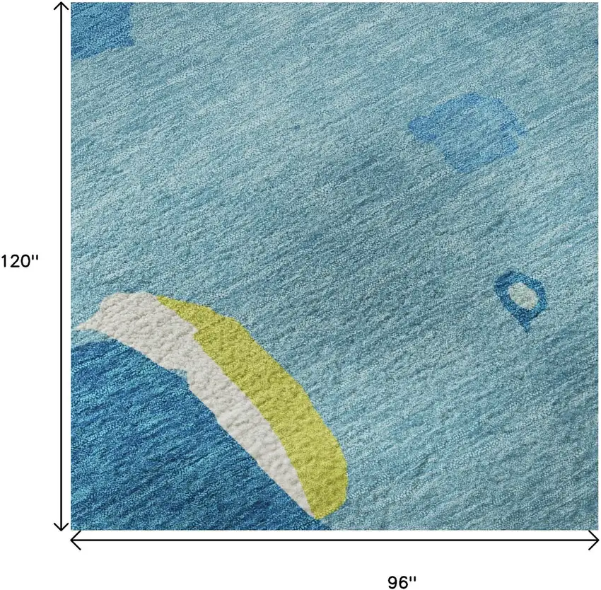 Aqua Lime Green And Pink Abstract Washable Area Rug With UV Protection Photo 9