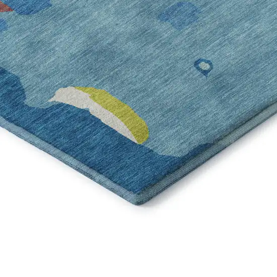 Aqua Lime Green And Pink Abstract Washable Area Rug With UV Protection Photo 7