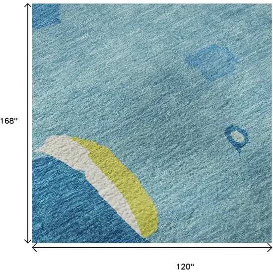 Aqua Lime Green And Pink Abstract Washable Area Rug With UV Protection Photo 8