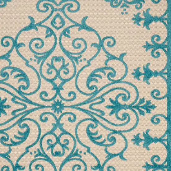 Aqua Damask Indoor Outdoor Area Rug Photo 3