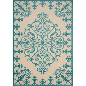Photo of Aqua Medallion Indoor Outdoor Area Rug