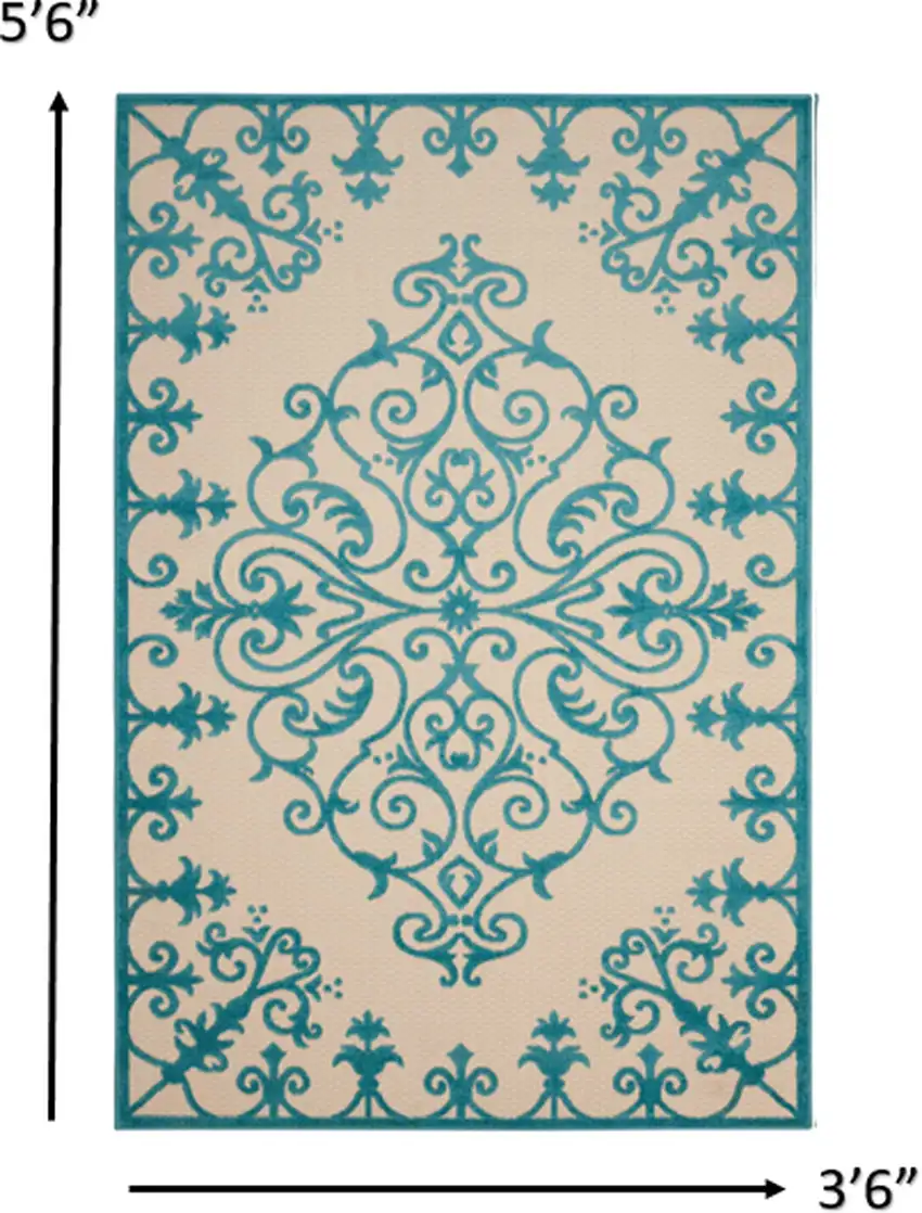 Aqua Medallion Indoor Outdoor Area Rug Photo 2