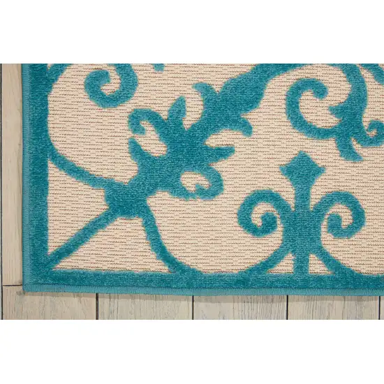 Aqua Damask Indoor Outdoor Area Rug Photo 8