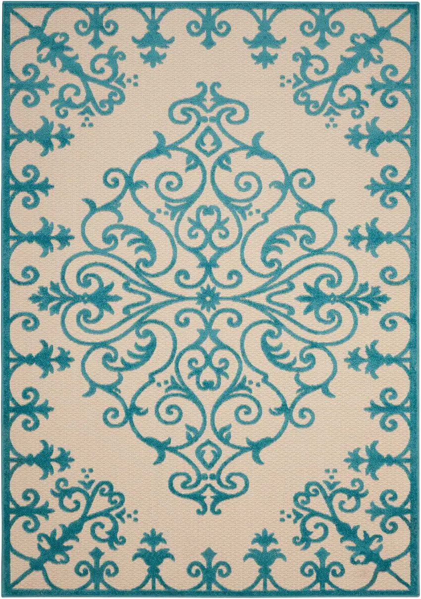 Aqua Medallion Indoor Outdoor Area Rug Photo 1