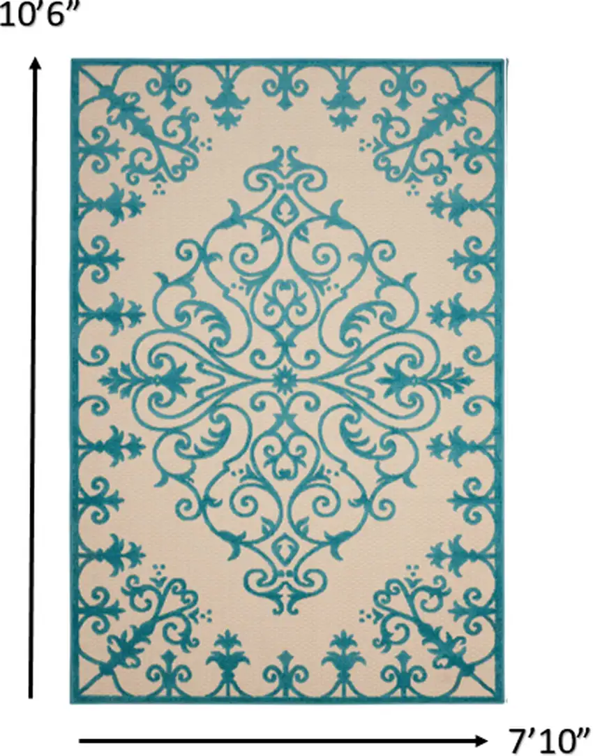Aqua Medallion Indoor Outdoor Area Rug Photo 2