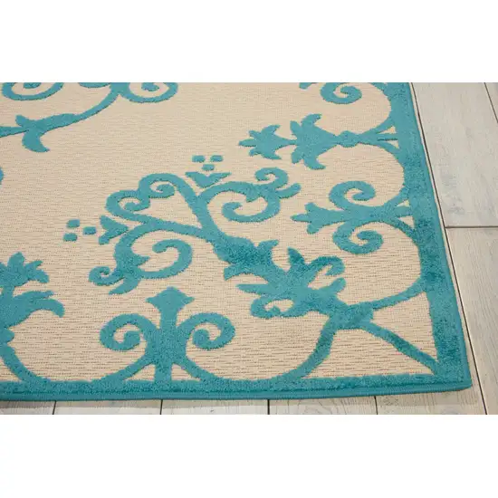 Aqua Damask Indoor Outdoor Area Rug Photo 7