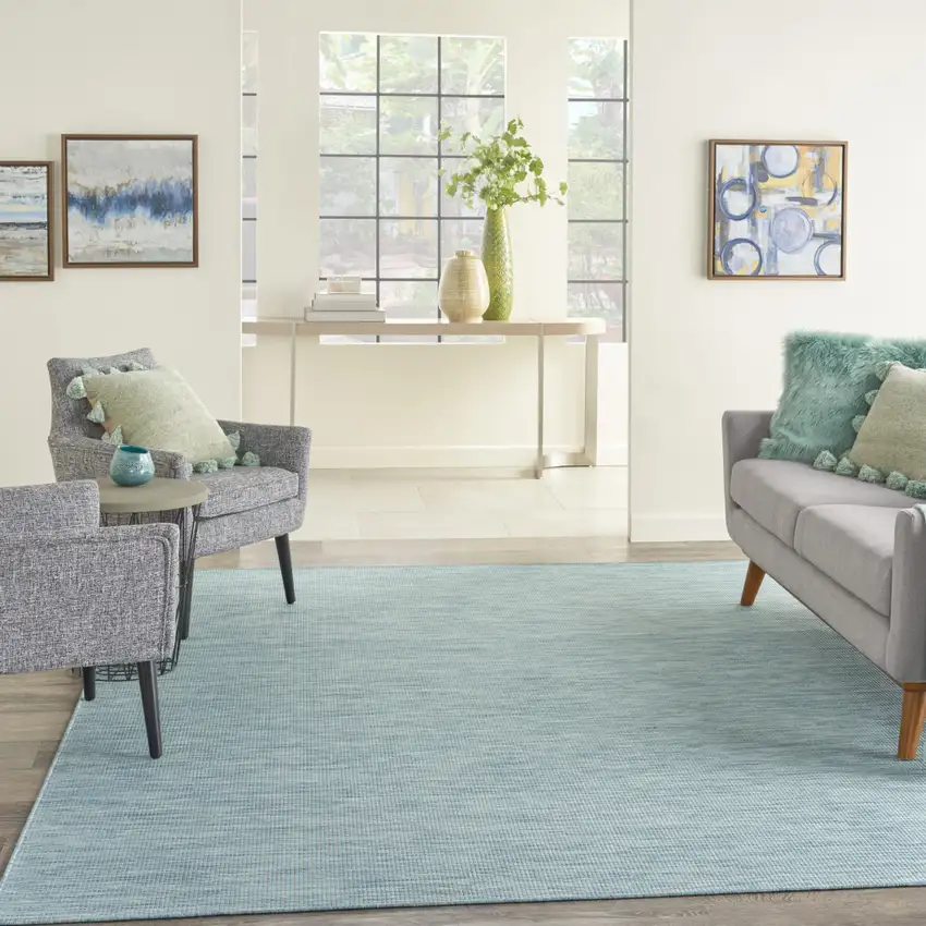Aqua Indoor Outdoor Area Rug Photo 7