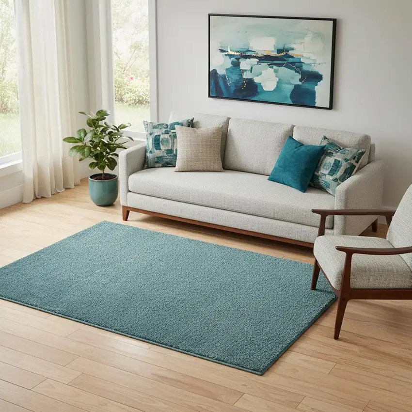 Aqua Shag Area Rug Photo 1