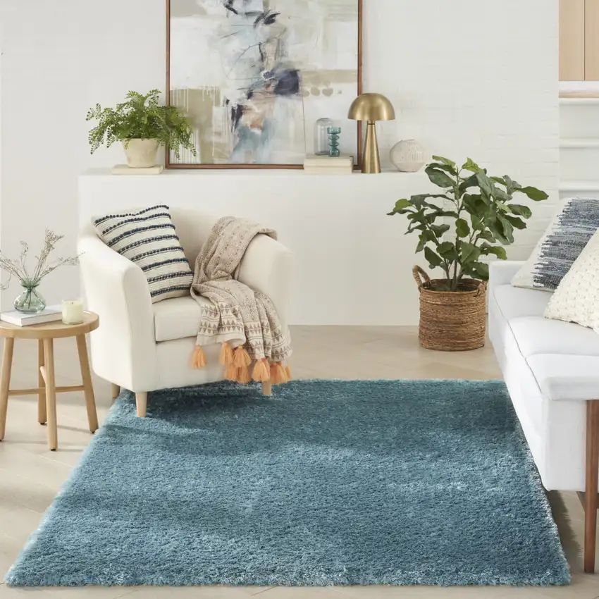 Aqua Shag Area Rug Photo 5