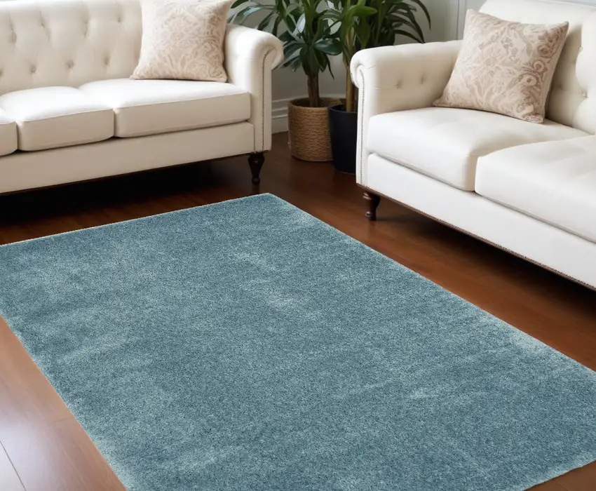 Aqua Shag Area Rug Photo 1