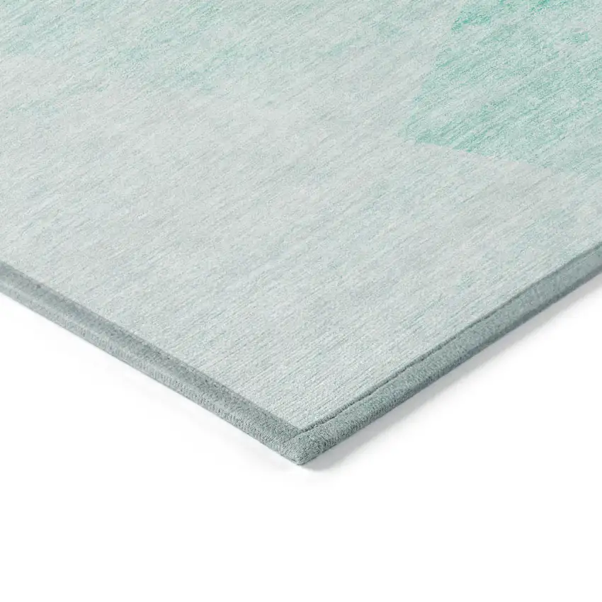 Aqua Sky Blue And Ivory Abstract Washable Indoor Outdoor Area Rug Photo 4