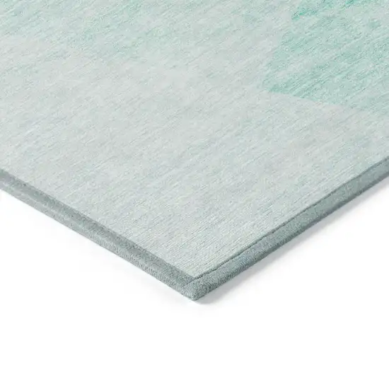 Aqua Sky Blue And Ivory Abstract Washable Indoor Outdoor Area Rug Photo 4