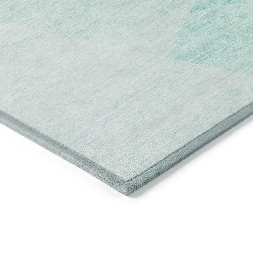 Aqua Sky Blue And Ivory Abstract Washable Indoor Outdoor Area Rug Photo 4