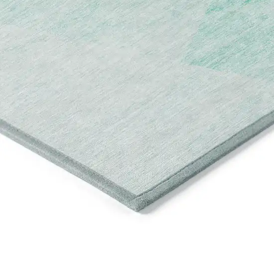 Aqua Sky Blue And Ivory Abstract Washable Indoor Outdoor Area Rug Photo 3
