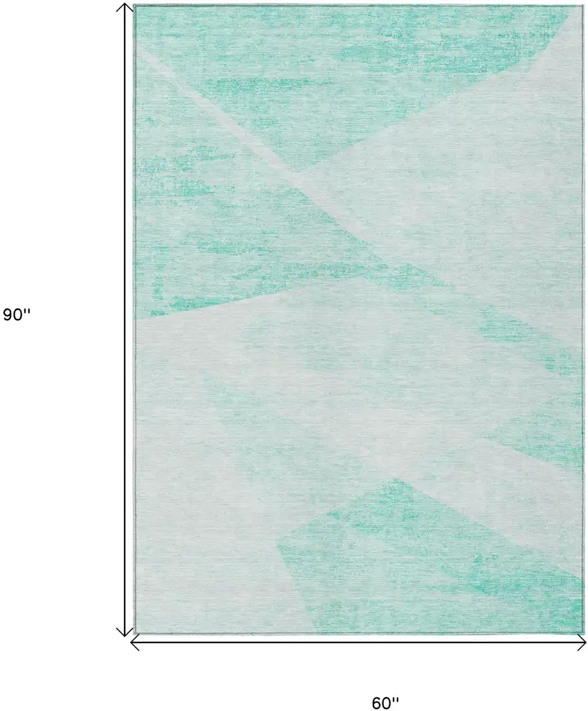 Aqua Sky Blue And Ivory Abstract Washable Indoor Outdoor Area Rug Photo 3