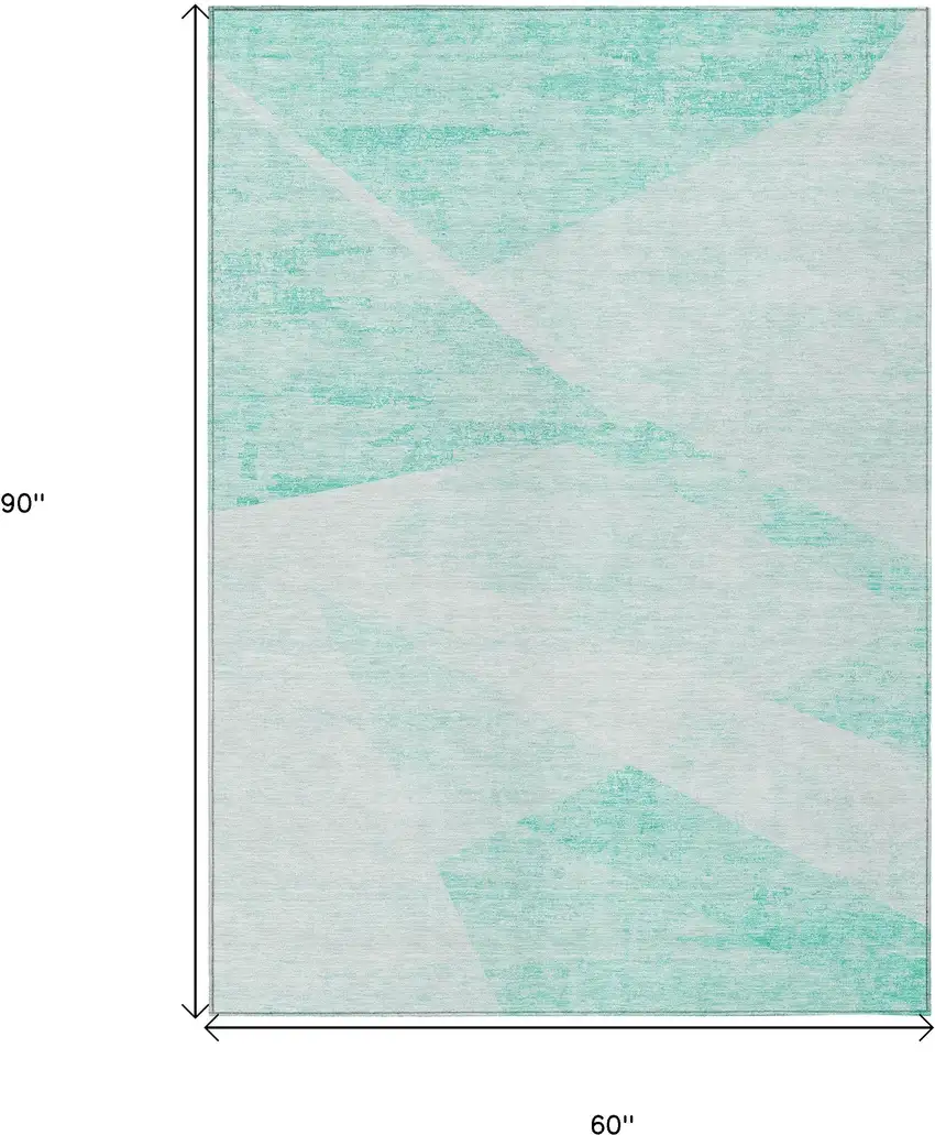 Aqua Sky Blue And Ivory Abstract Washable Indoor Outdoor Area Rug Photo 3
