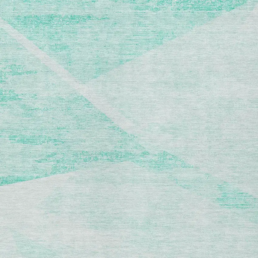 Aqua Sky Blue And Ivory Abstract Washable Indoor Outdoor Area Rug Photo 4