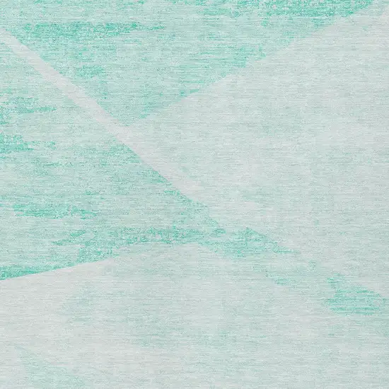 Aqua Sky Blue And Ivory Abstract Washable Indoor Outdoor Area Rug Photo 4
