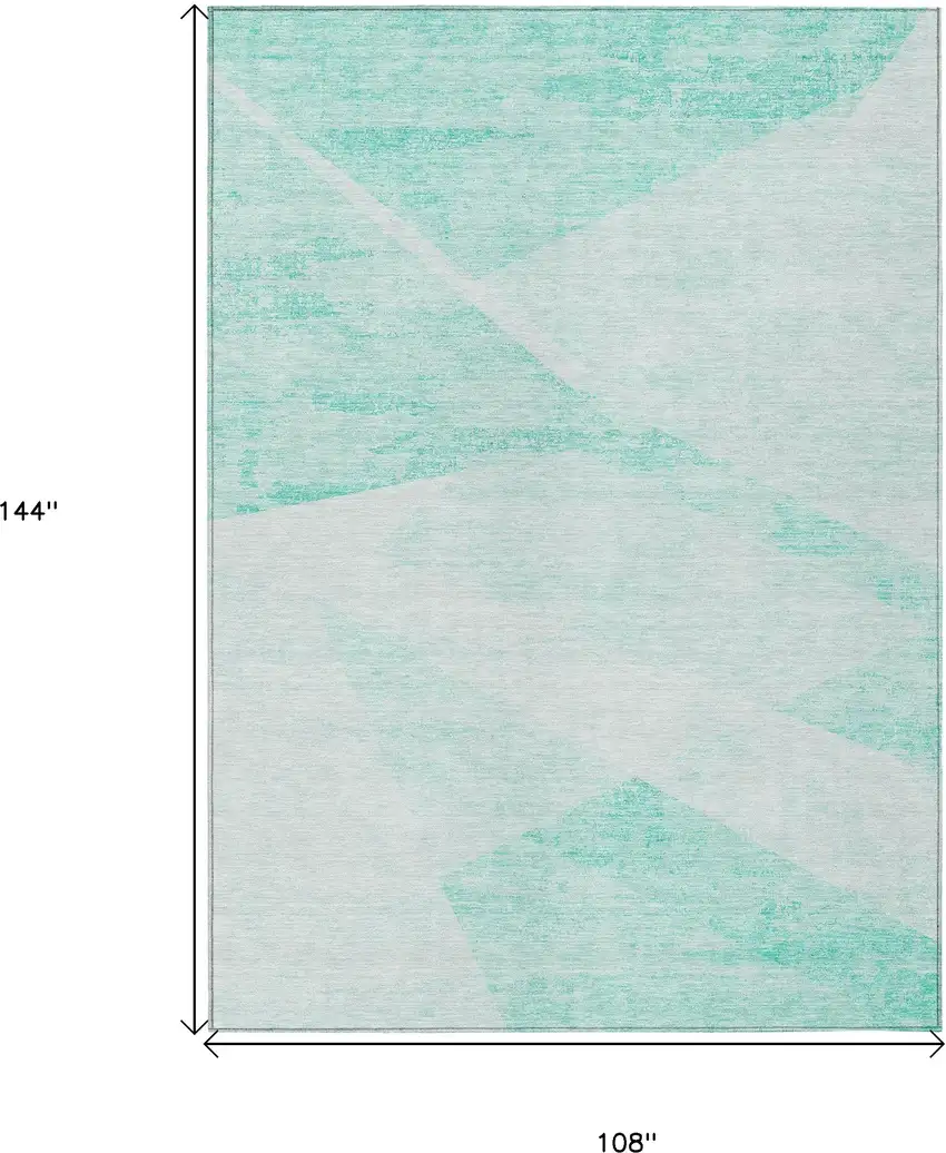 Aqua Sky Blue And Ivory Abstract Washable Indoor Outdoor Area Rug Photo 3
