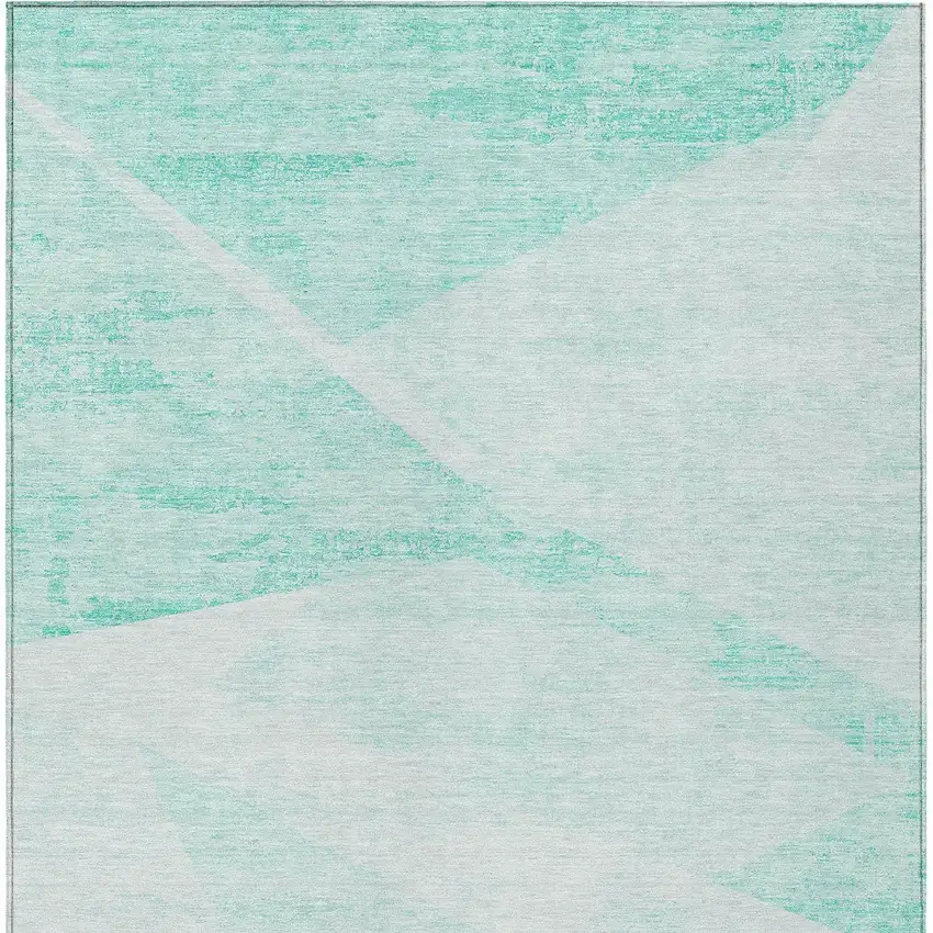 Aqua Sky Blue And Ivory Abstract Washable Indoor Outdoor Area Rug Photo 4