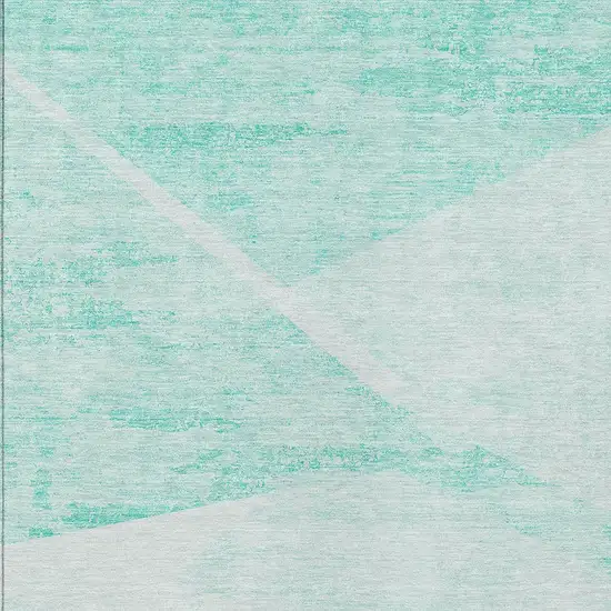 Aqua Sky Blue And Ivory Abstract Washable Indoor Outdoor Area Rug Photo 6