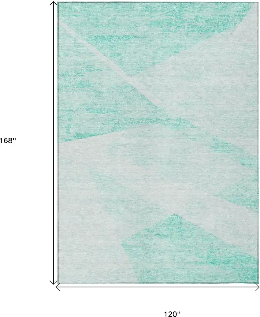 Aqua Sky Blue And Ivory Abstract Washable Indoor Outdoor Area Rug Photo 3