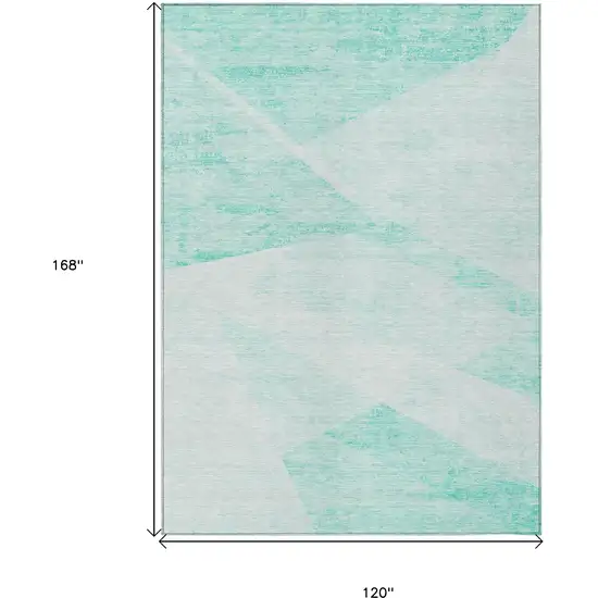 Aqua Sky Blue And Ivory Abstract Washable Indoor Outdoor Area Rug Photo 3